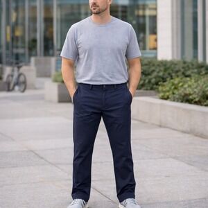 Lululemon Commission Pants Mens 32 Navy Blue Technical Stretch Chino‎ Commuter